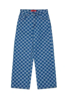 Jeans med rutigt logotyptryck