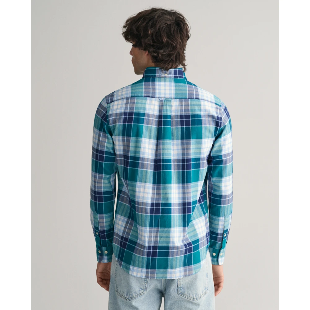 Gant Geruite Oxford Overhemd Regular Fit Blue Heren