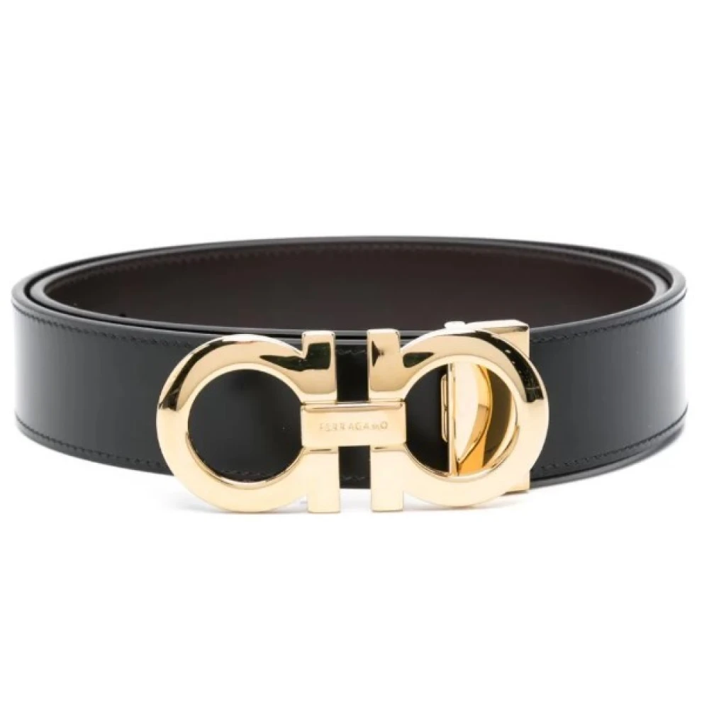 Ferragamo Women's Black Belts, 100 Cm, Leather Belt Classic Style