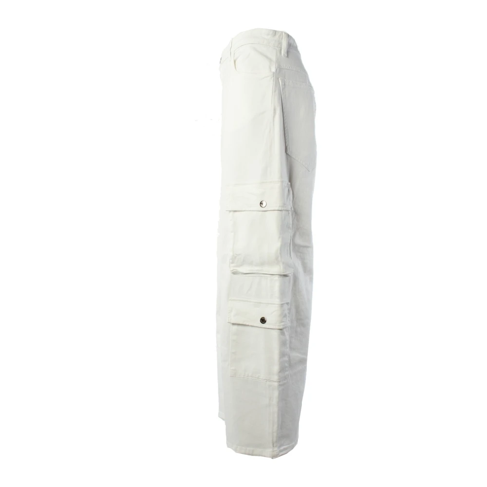 pinko Cargo Broek Wit Katoen Elastaan White Dames