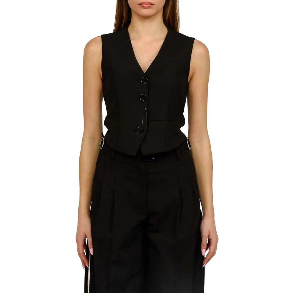 Patrizia Pepe Women's Black Tailored Twill Vest - Waistcoats - S - Jackets