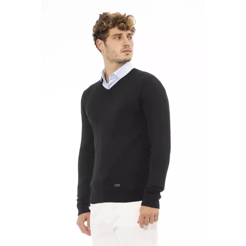 Baldinini Luxe V-hals Modal-Kasjmier Trui Black Heren