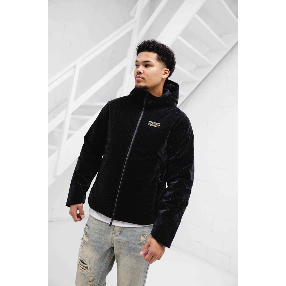 Emporio Armani Zwarte Geweven Bomberjack Heren Black Heren
