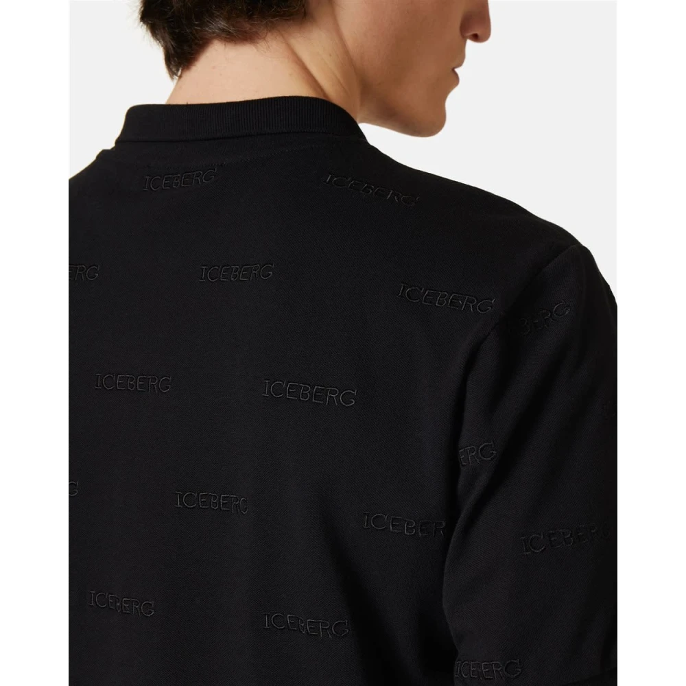 Iceberg Zwarte Polo Shirt Met Print Black Heren