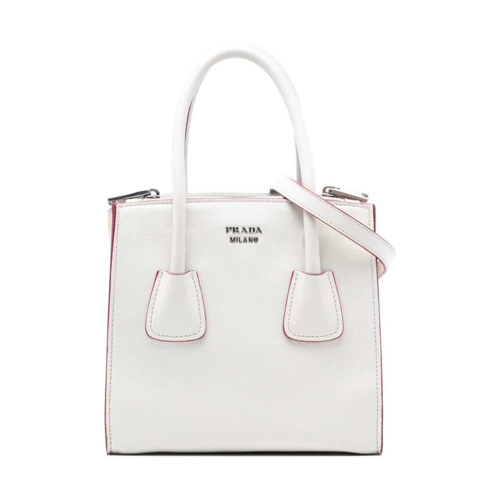 Prada Vintage Women's White Pre-Owned Leather Handbag