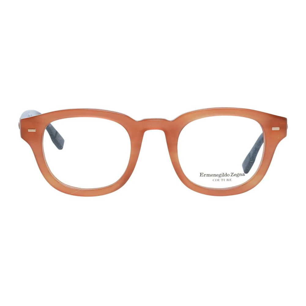 Ermenegildo Zegna Bruine Ronde Kunststof Optische Monturen Brown Heren