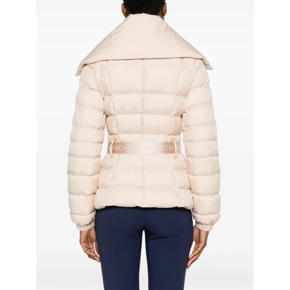Elisabetta Franchi Gewatteerde Witte Jas met Logopatch White Dames