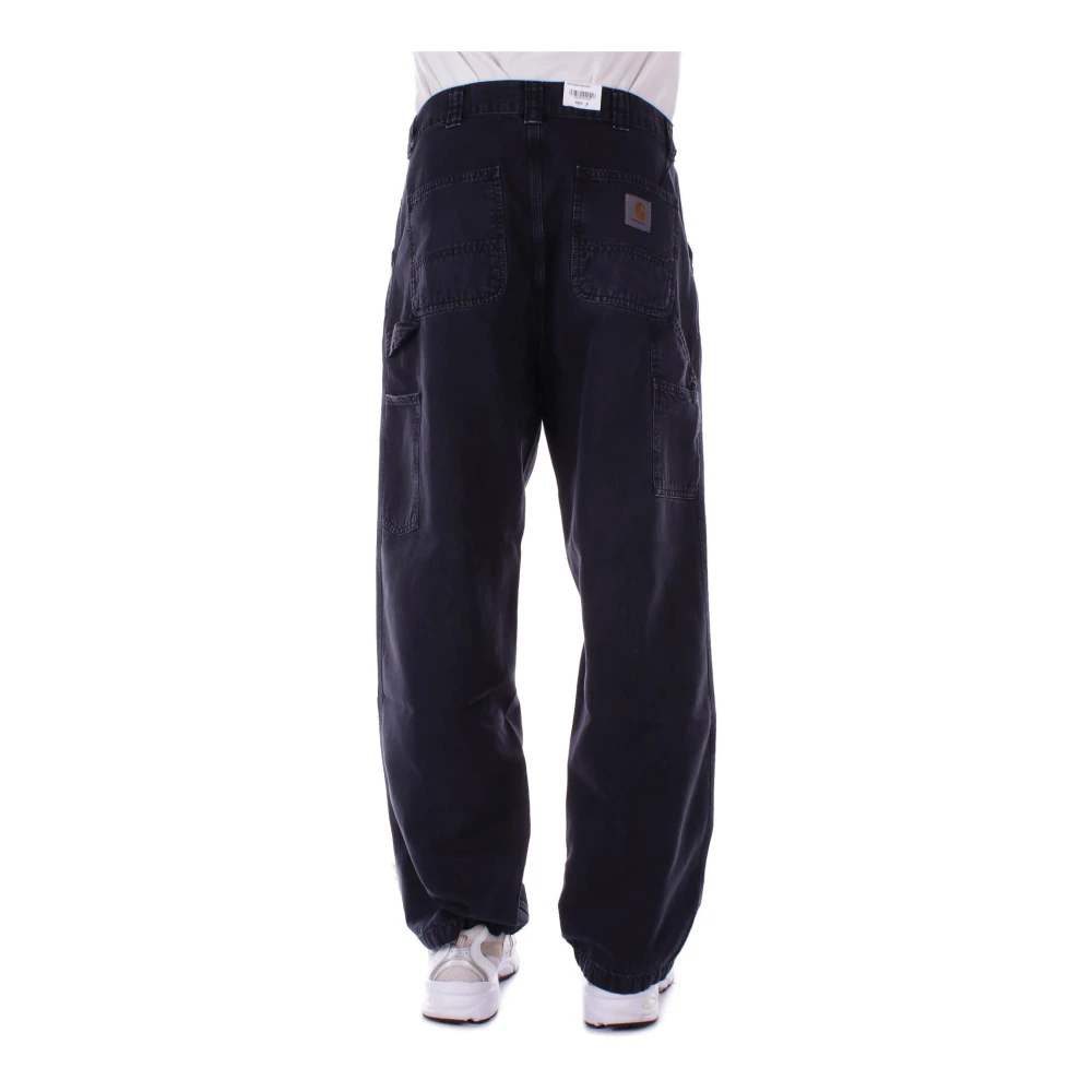 Carhartt WIP Zwarte Logo Broek met Zakken Black Heren