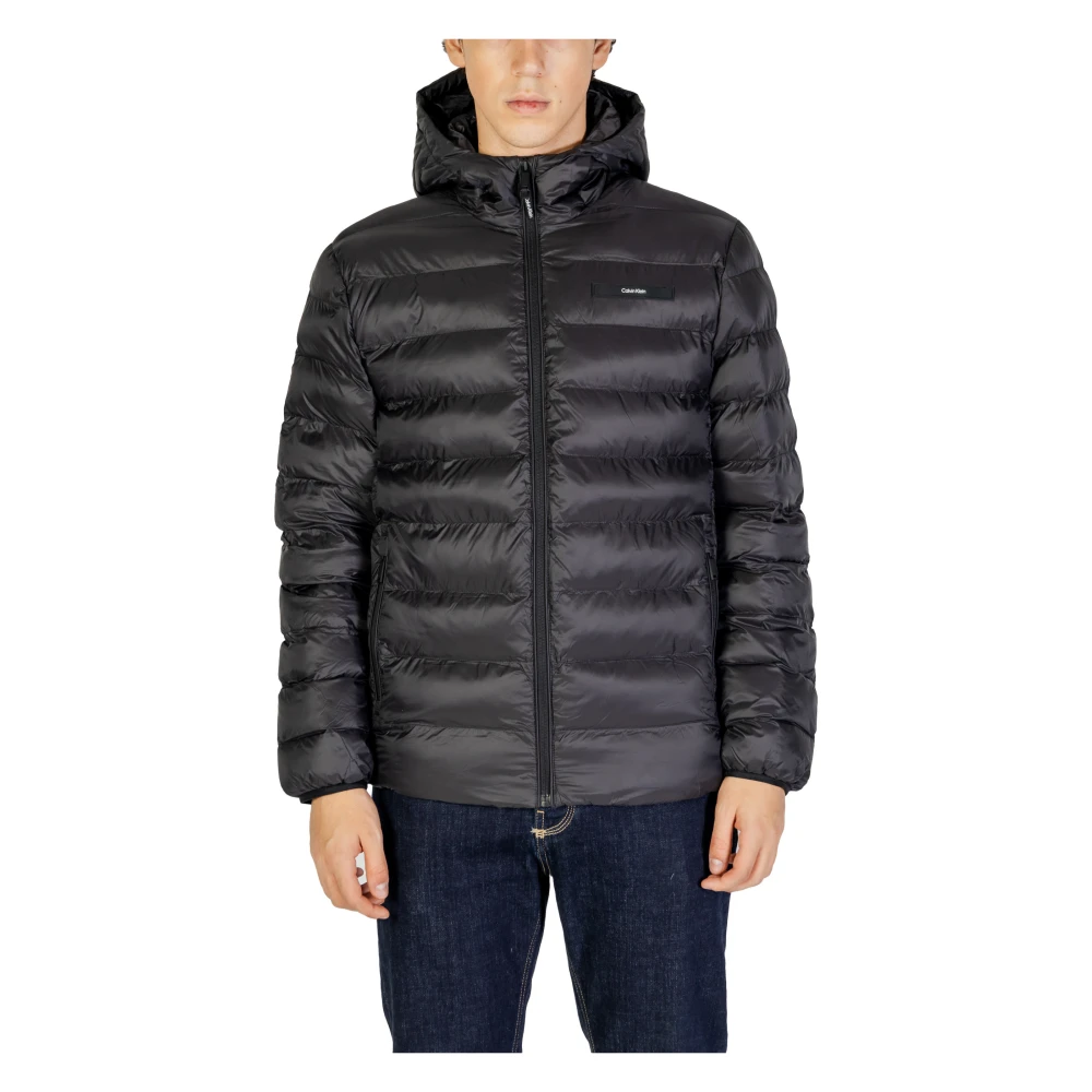 Calvin Klein Jeans Zwarte Hooded Ritsjas met Zakken Black Heren