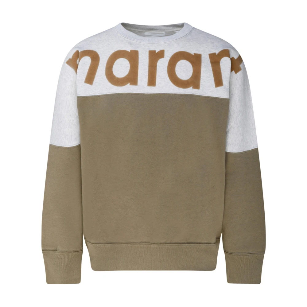 Isabel Marant Men's Brown Sweatshirts, Xl, Khaki And Light Grey Logo Sweatshirt