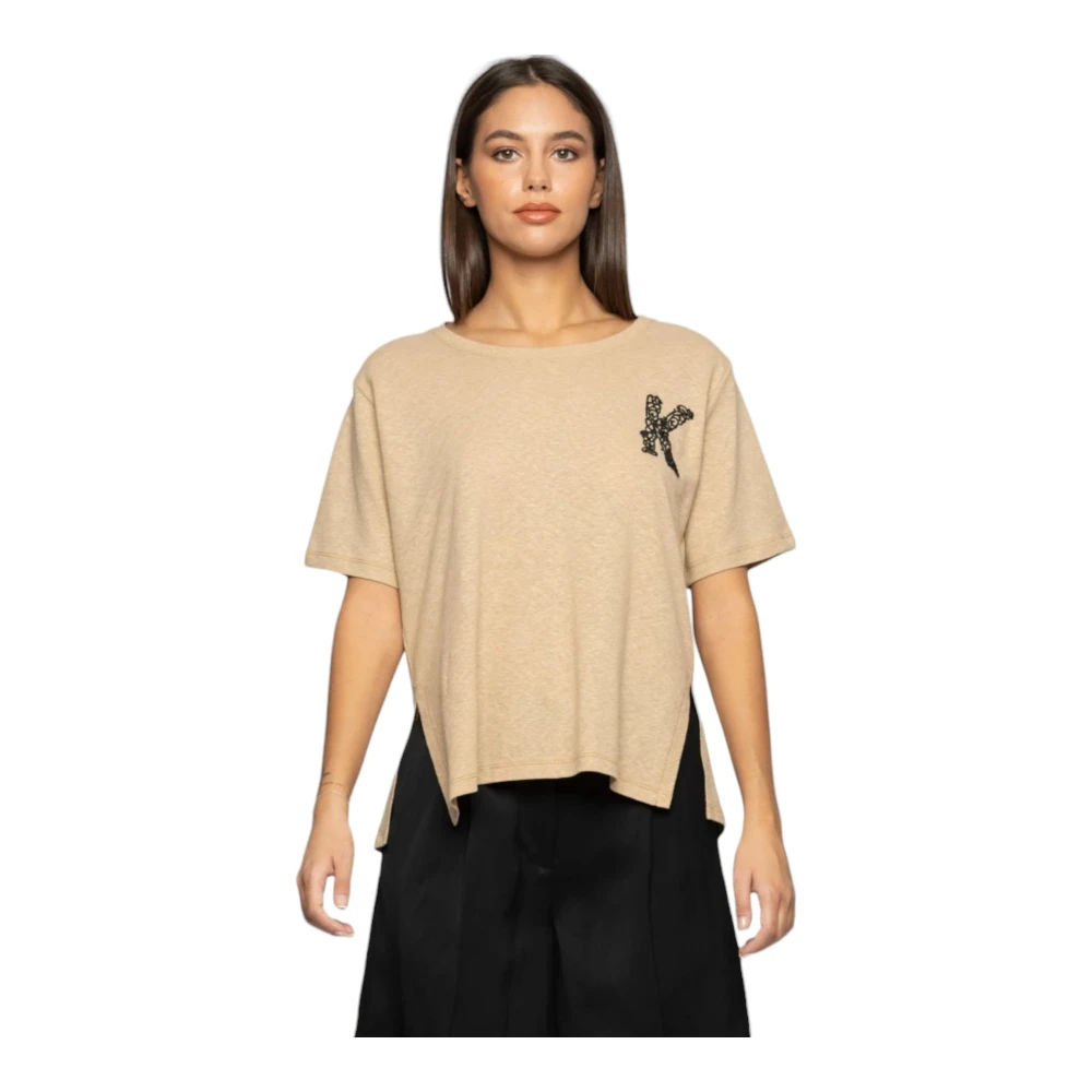 Kocca Korte Mouw T-shirt Beige Dames