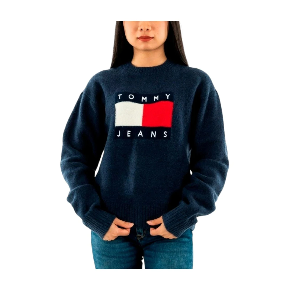 Tommy Hilfiger Melange Flag Sweater Blue Dames