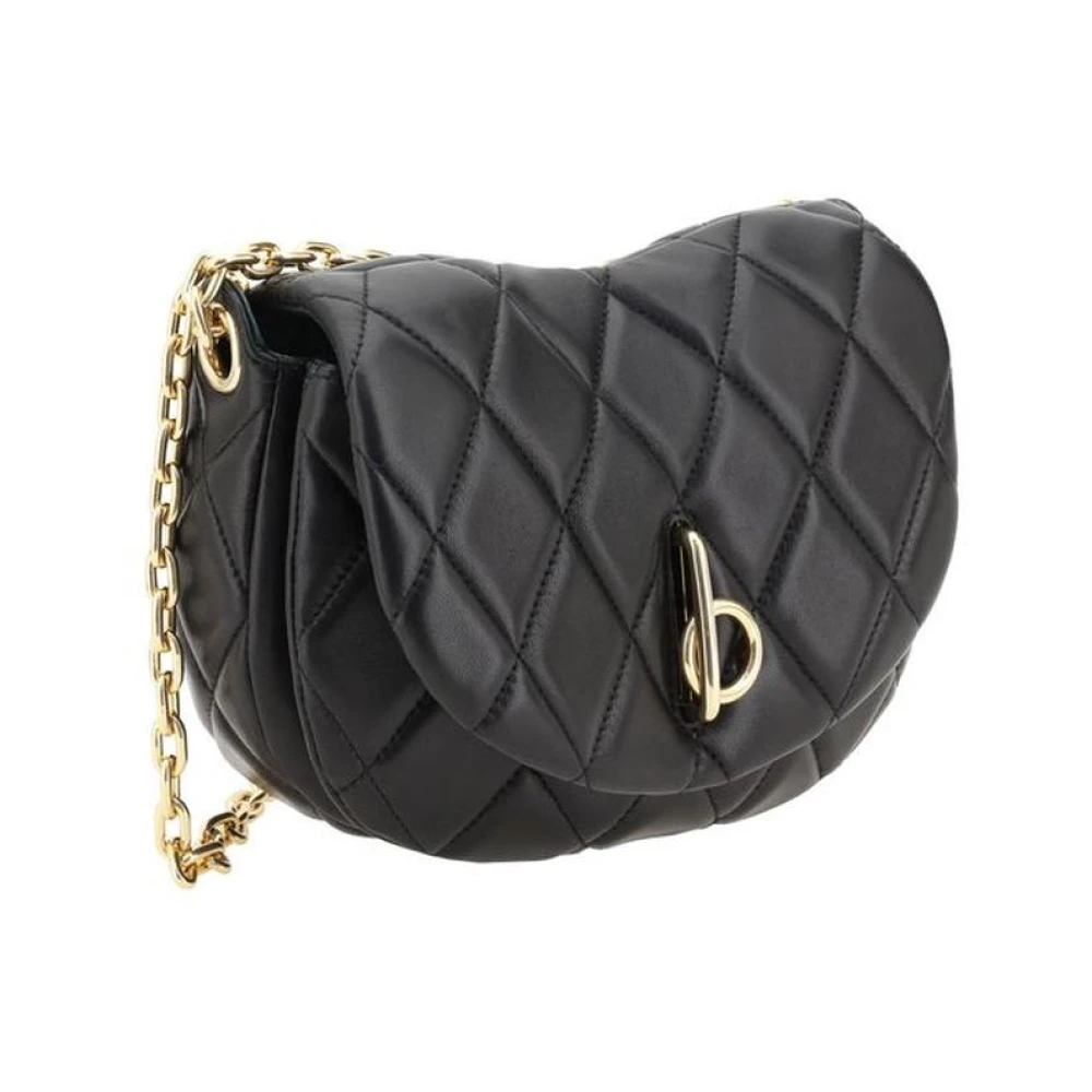 Burberry Gewatteerde leren schoudertas met kettingriem Black Dames