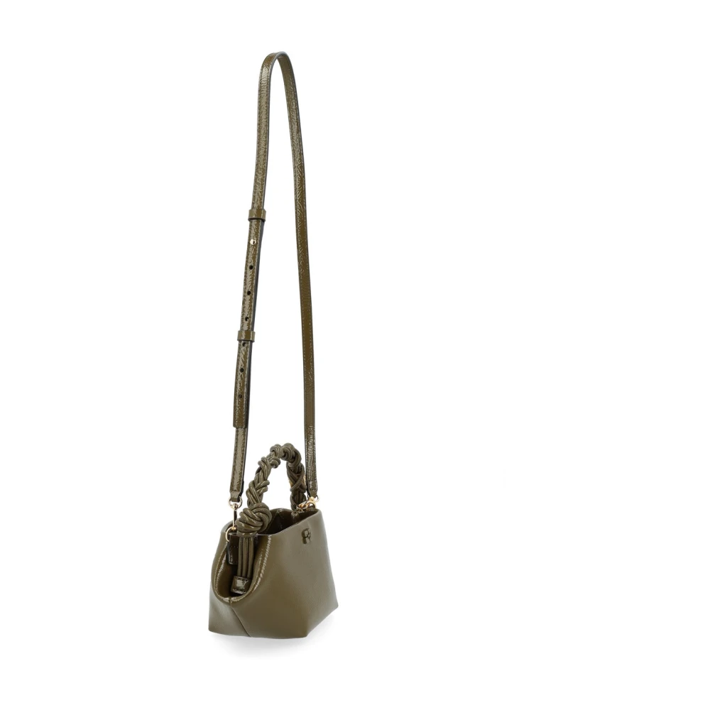Ganni Mini Patent Bou Bag in Milolive Green Dames