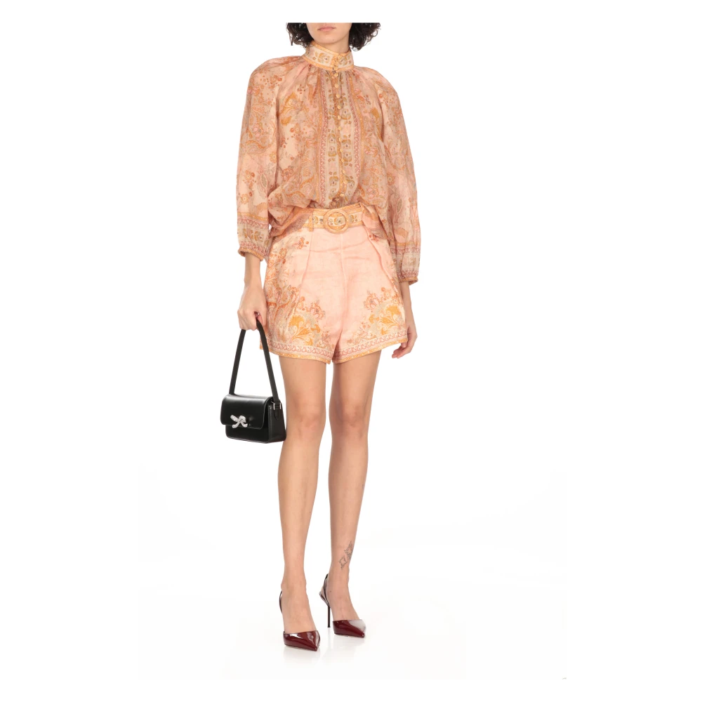 Zimmermann Oranje Paisley Blouse met hoge hals Orange Dames