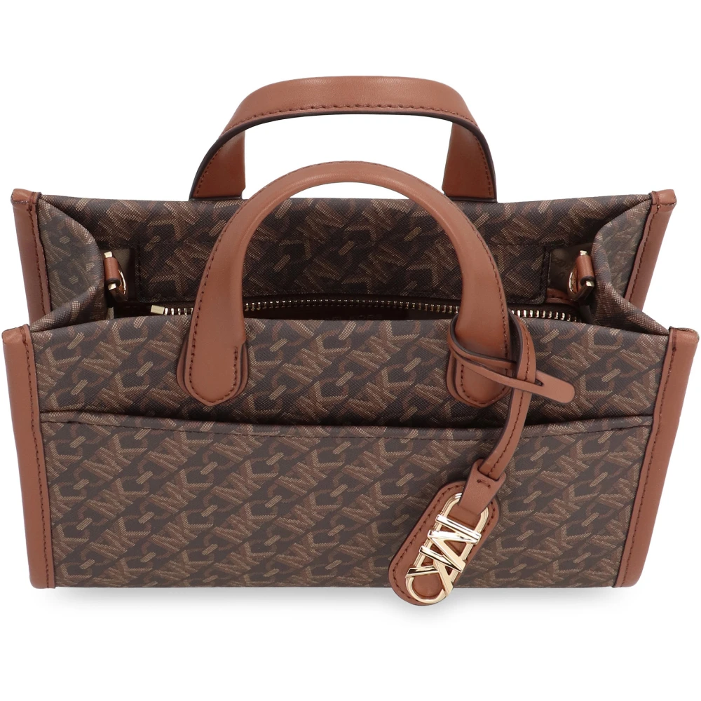 Michael Kors Bedrukte canvas messenger tas met leren details Brown Dames