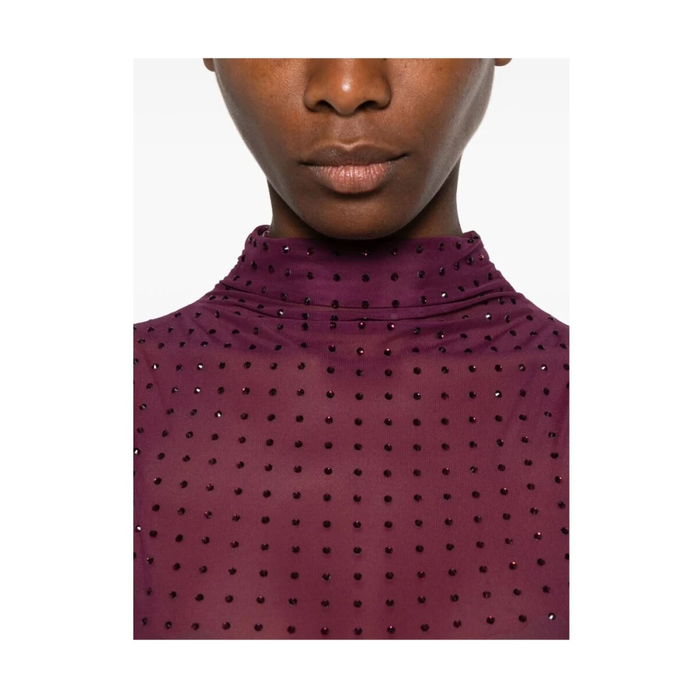 pinko Pruim Paarse Tule Strass Sweater Purple Dames