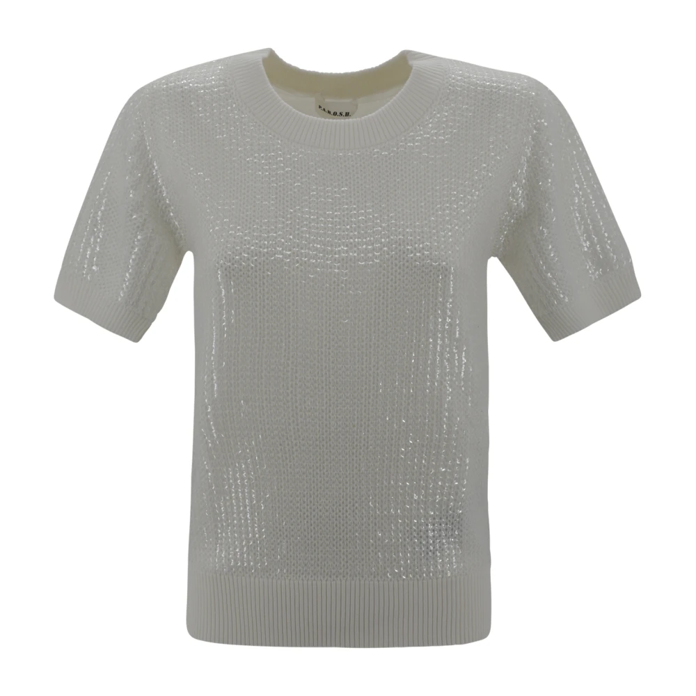 P.a.r.o.s.h. Paillet Ronde hals Sweater in Room Beige Dames