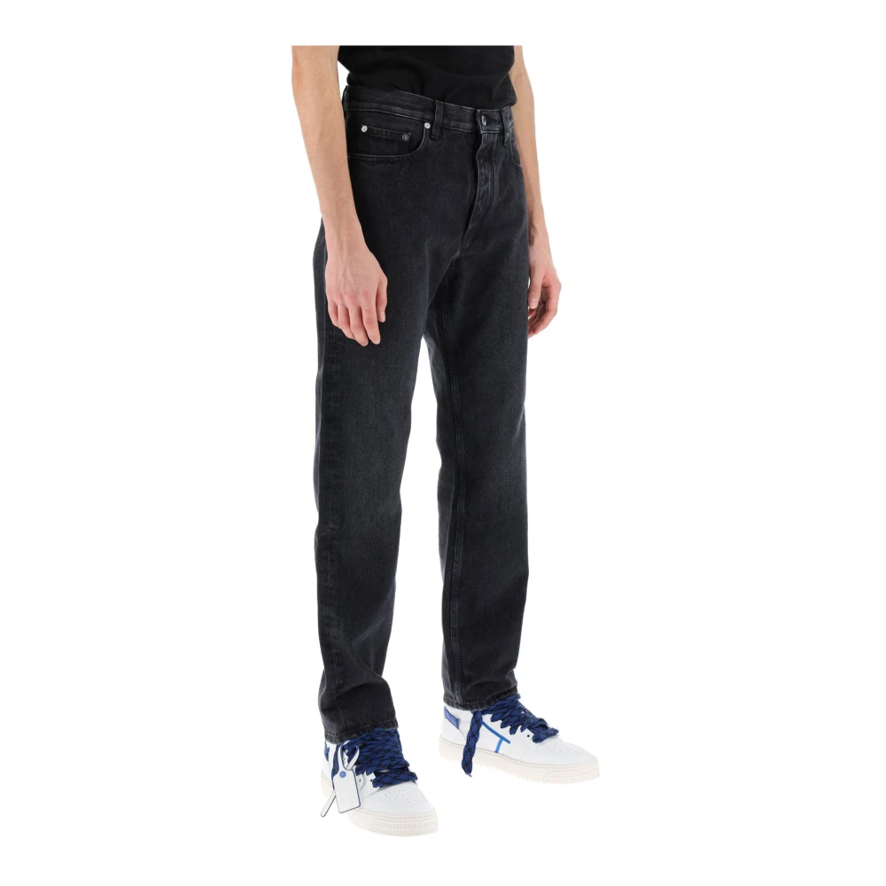 Off White Vintage-gewassen regular jeans met taps toelopende snit Gray Heren