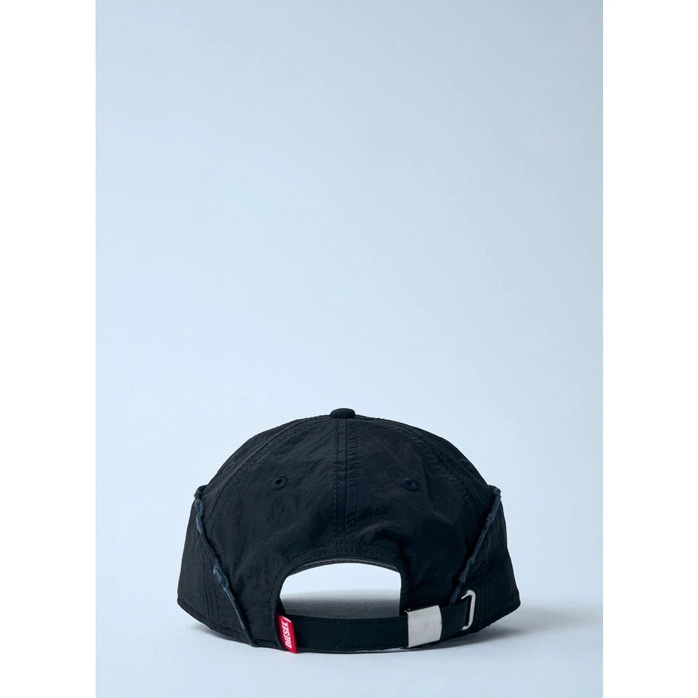 Diesel Baseballpet met verweerd logo Made in Italy Black Heren
