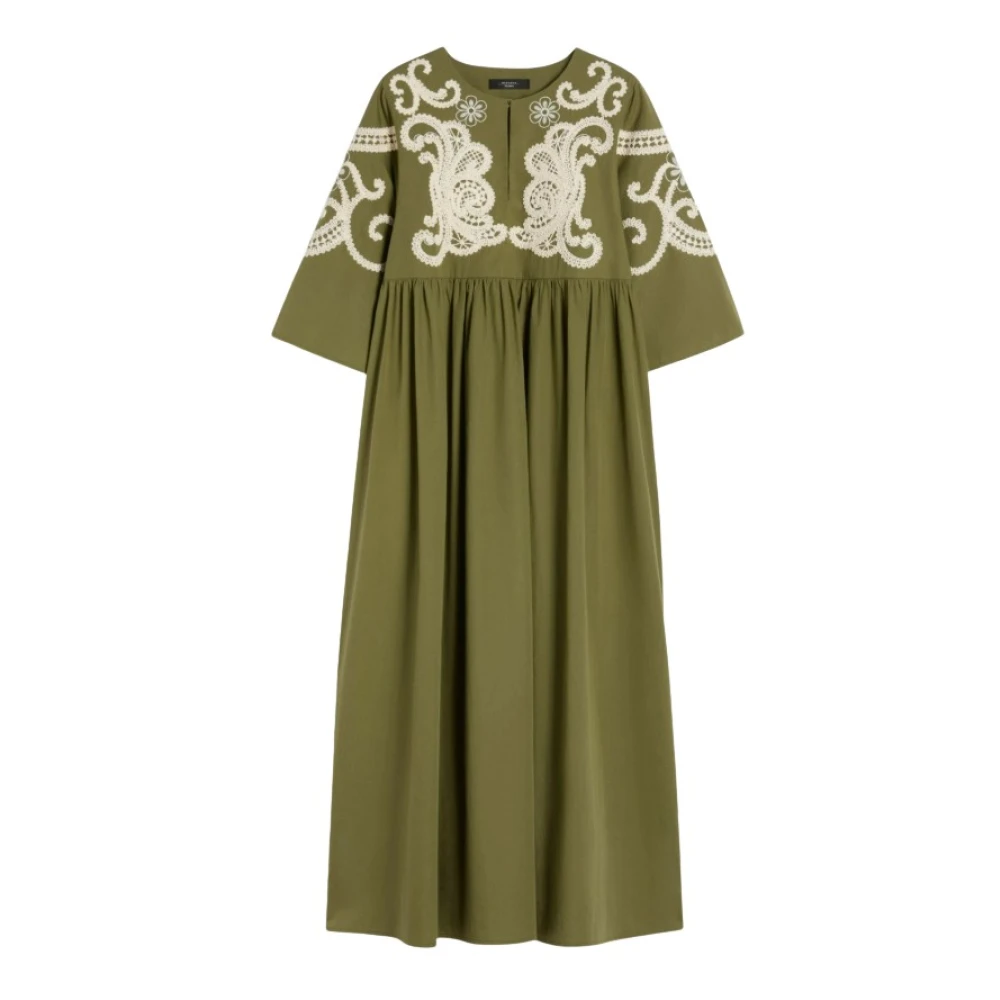 Weekend Max Mara Women's Green Midi Dresses, Xs, Soft Cotton Poplin Dress