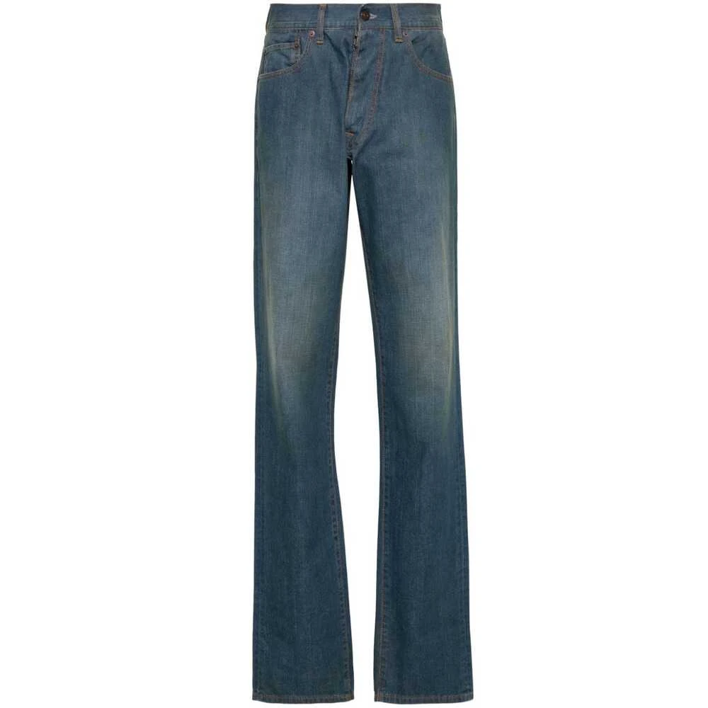 Maison Margiela Vervaagde Denim Jeans met Contraststiksels Blue Dames