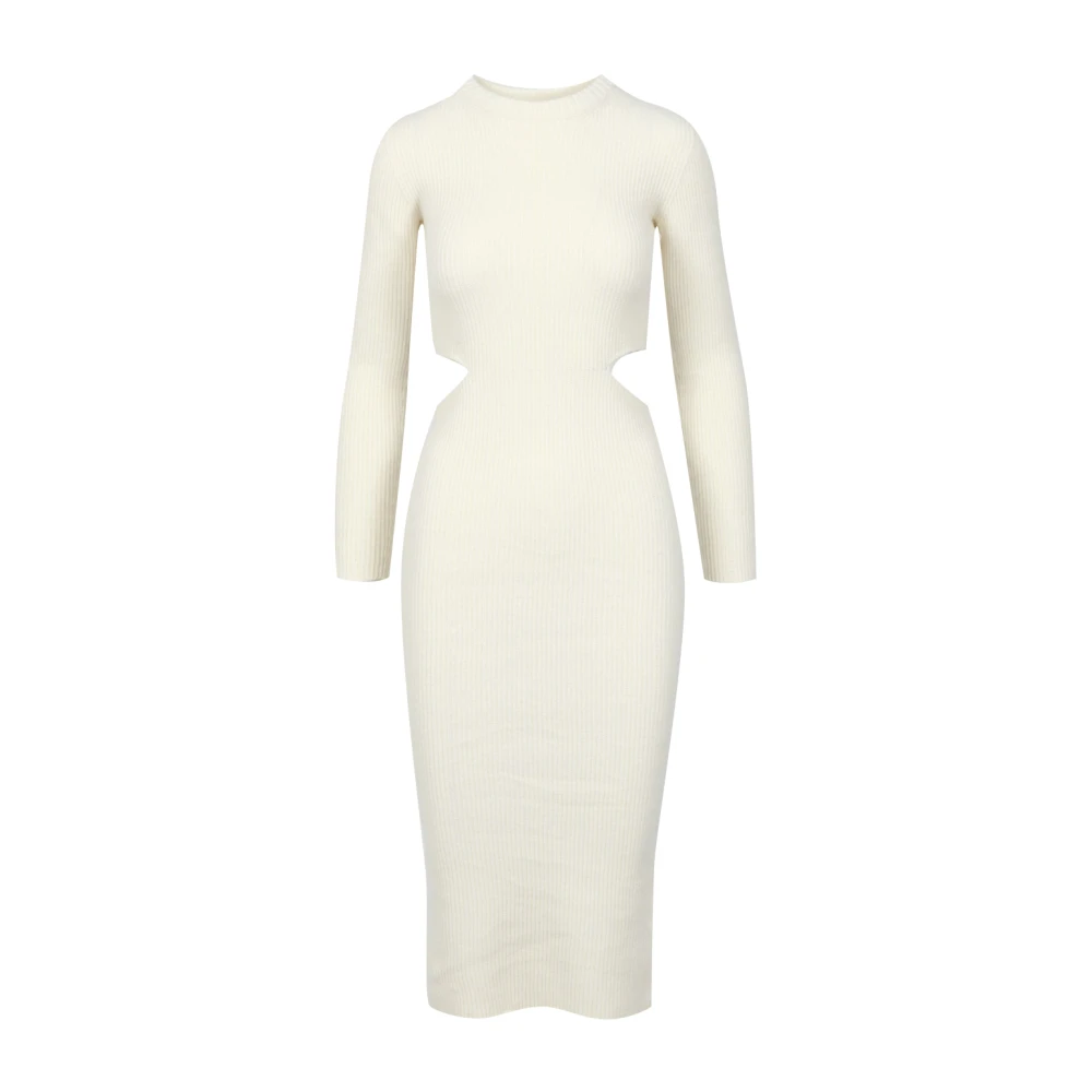 A Paper Kid Beige Katoenen Jurk met Ronde Hals Beige Dames