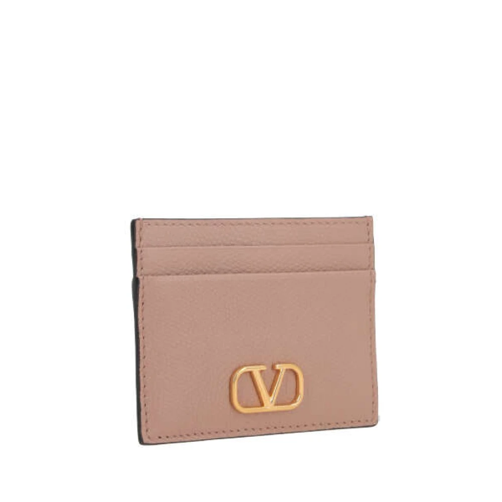 Valentino Garavani Signature VLogo Leren Kaarthouder Beige Dames