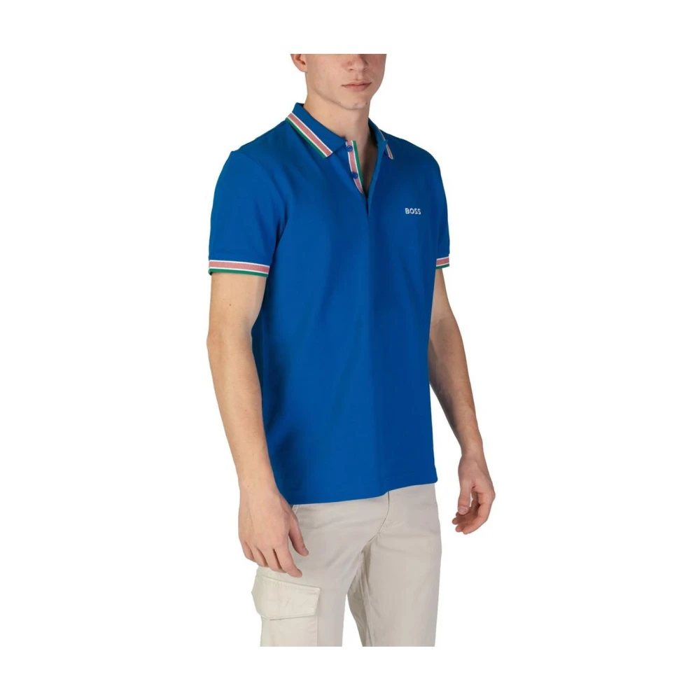 Hugo Boss Blauw Katoenen Polo Shirt Korte Mouw Blue Heren