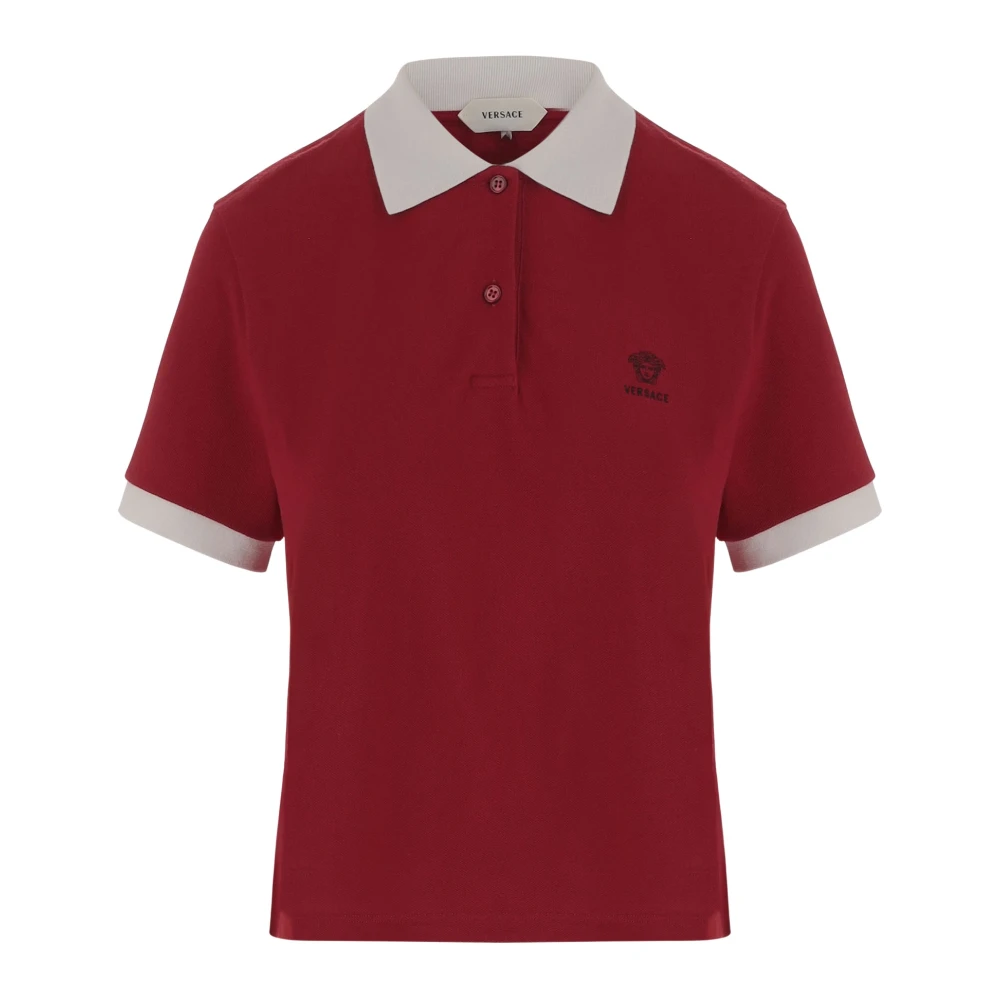 Versace Women's Red Cotton Piqué Polo Shirt