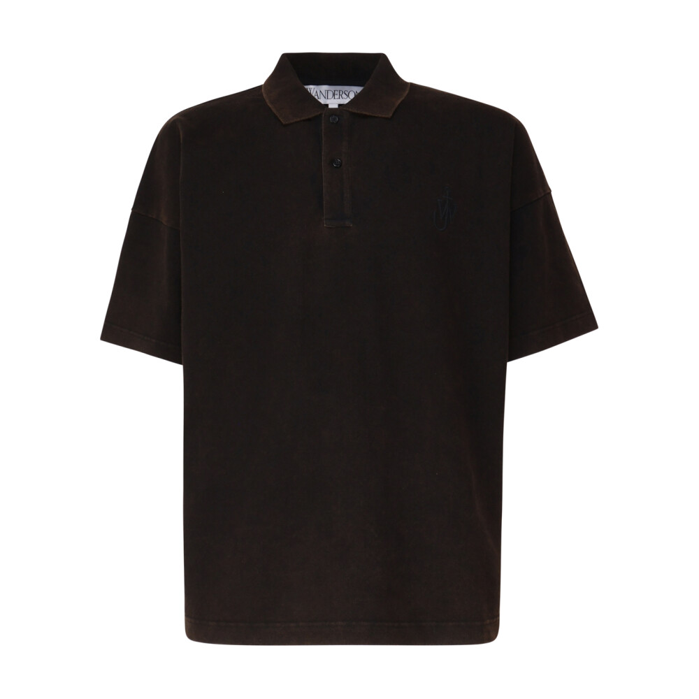 Brown Polo T shirt with JW Anchor Logo JW Anderson Polo Shirts Miinto