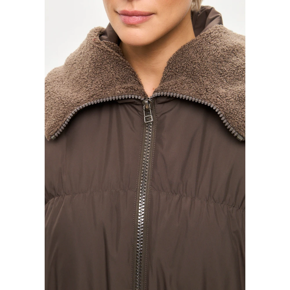 Cesare Gaspari Shearling-Kraag Pufferjas Chocolade Brown Dames
