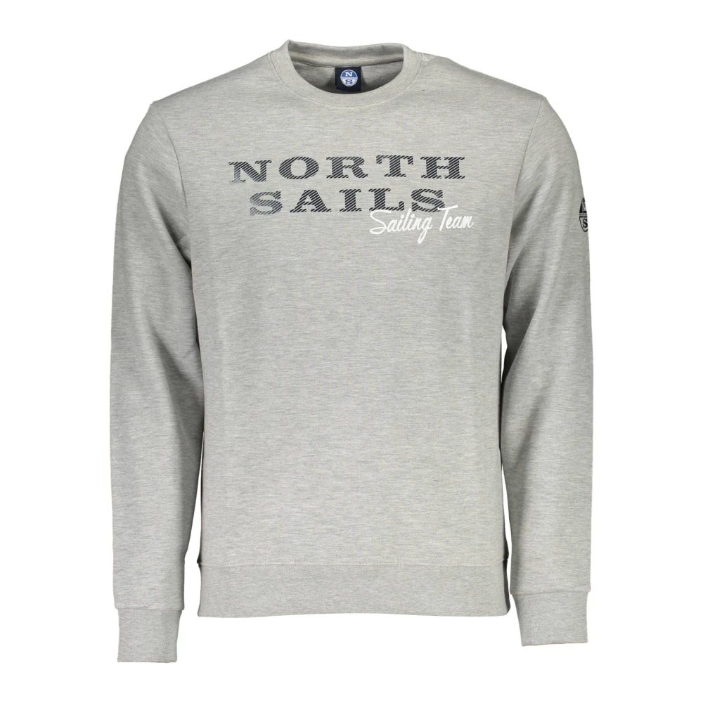 North Sails Men's Gray Sweatshirts,, Cotton Jumper With Logo Print Extra Large