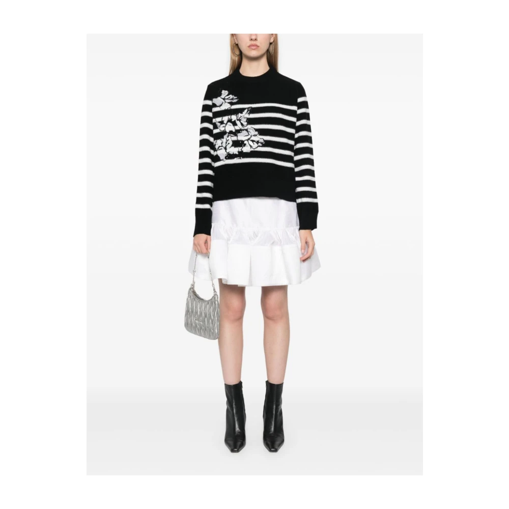 Ermanno Scervino Zwart Wolmix Gestreepte Trui Black Dames