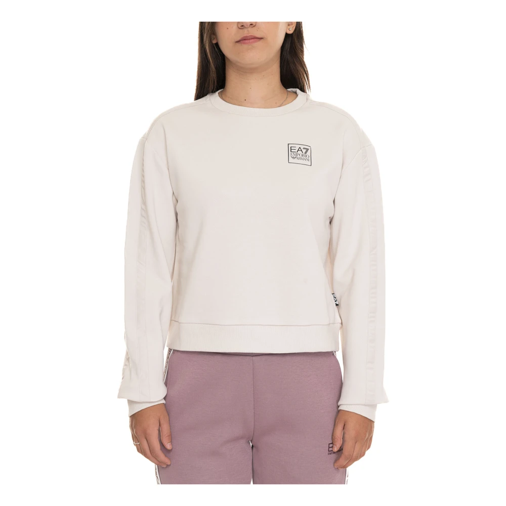 Emporio Armani EA7 Ronde hals Sweatshirt met Zijlogo White Dames