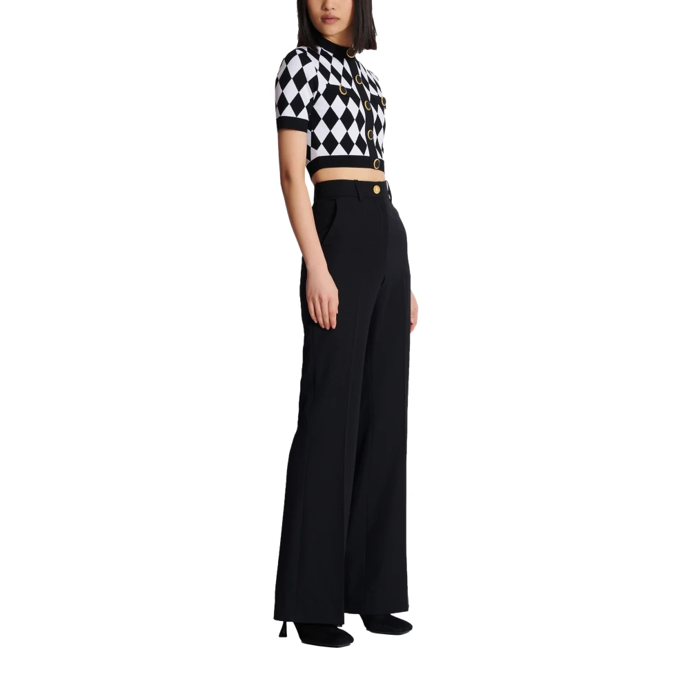 Balmain Diamant jacquard gebreide top Black Dames
