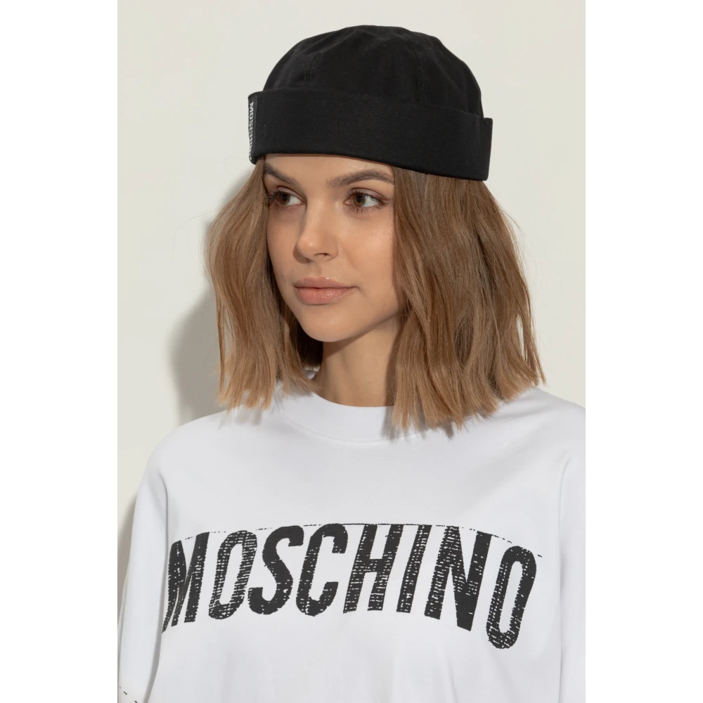 Moschino Katoenen pet met logopatch Black Unisex