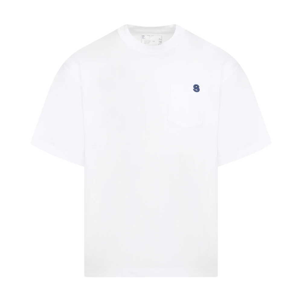 Sacai Wit Katoenen T-shirt met Monogram White Heren