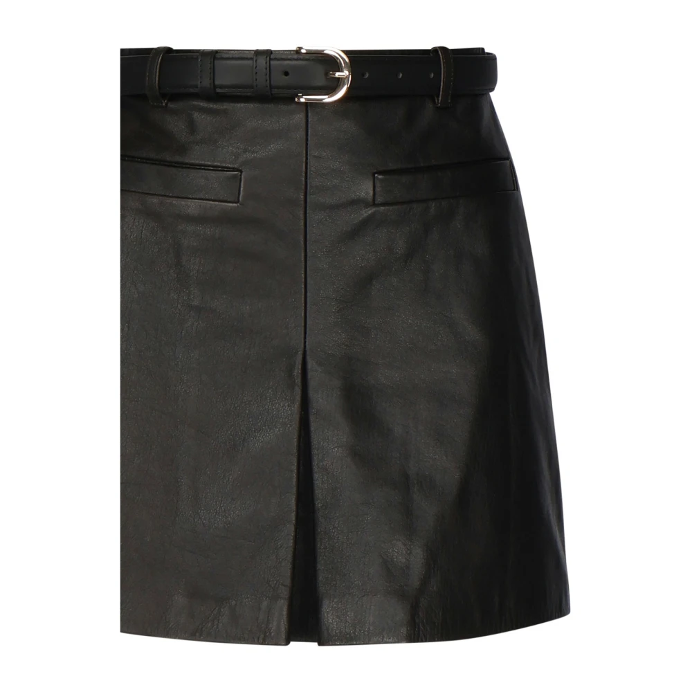 Self Portrait Leren Mini Rok Black Dames
