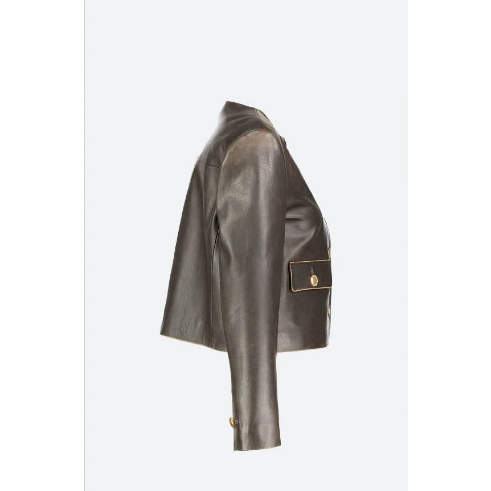 Arma Vintage leren jas met knoopsluiting Brown Dames