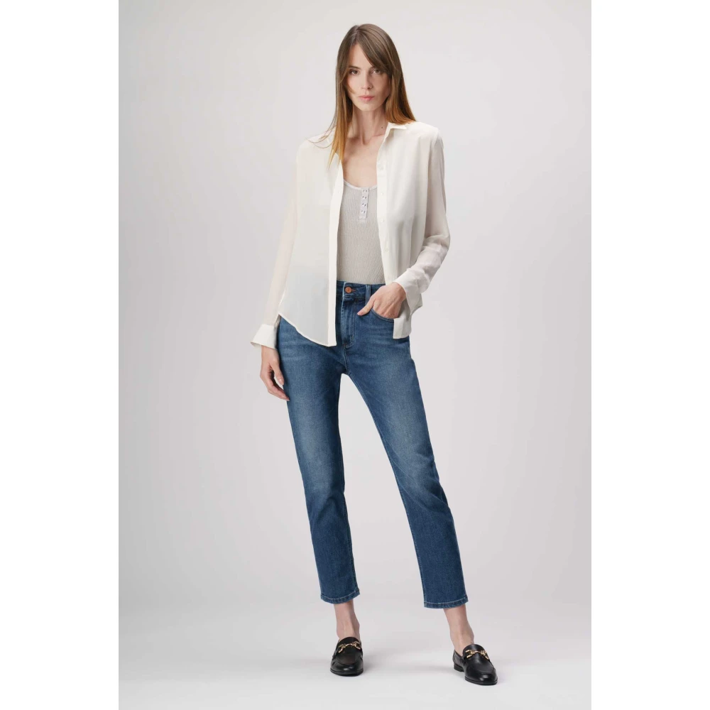 Jeckerson Slim Fit Denim Pantalon in Donkerblauw Blue Dames