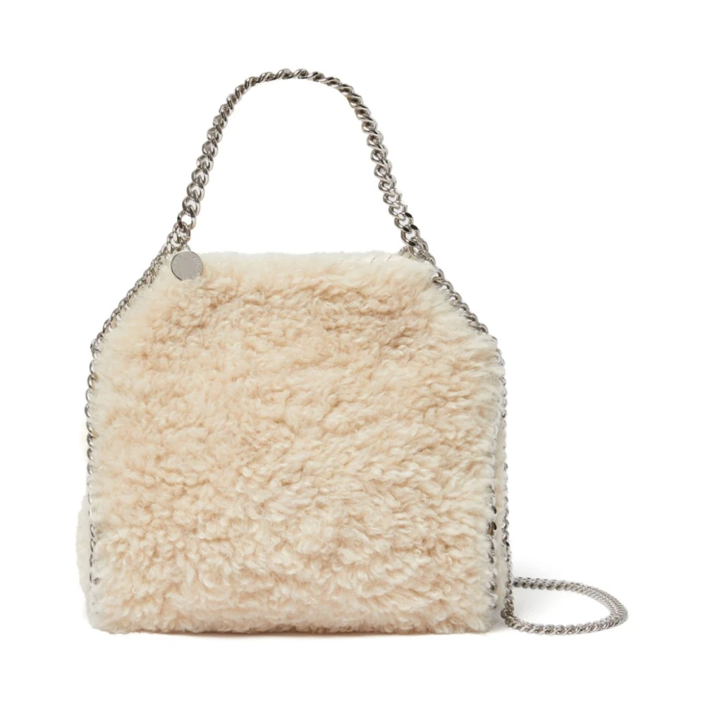 Stella Mccartney Faux-Fur Chain-Link Schoudertas Beige Dames