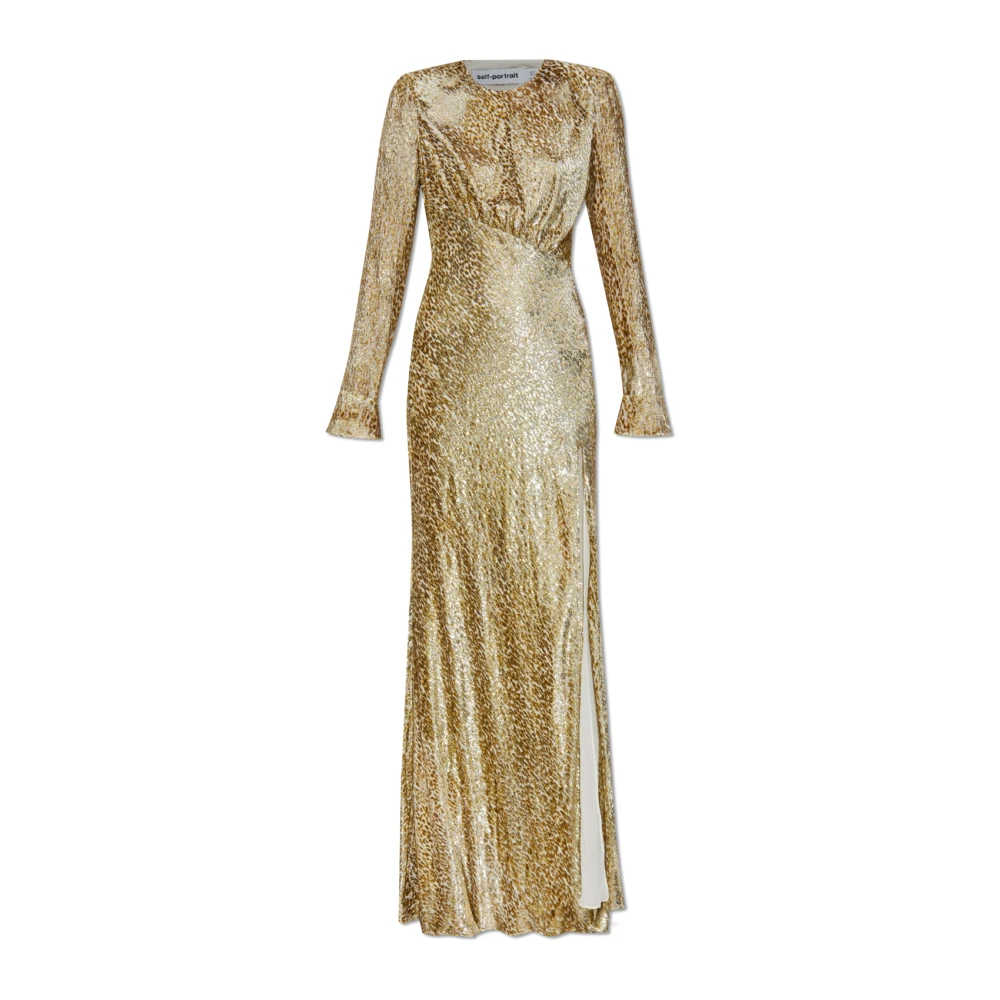 Self Portrait Women's Yellow Party Dresses, 2XS, Fil Coupe Maxi Dress