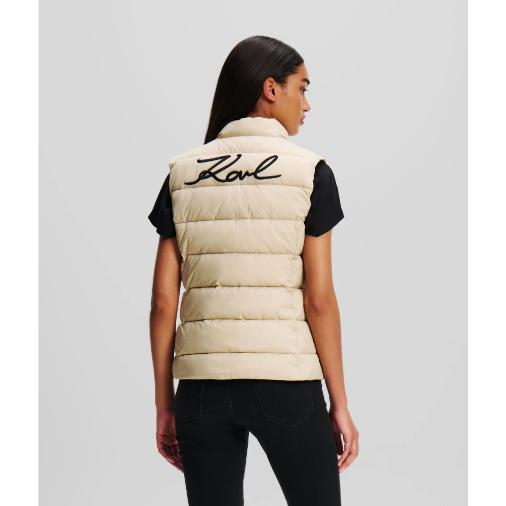 Karl Lagerfeld Gewatteerd vest met contrasterende accenten Beige Dames