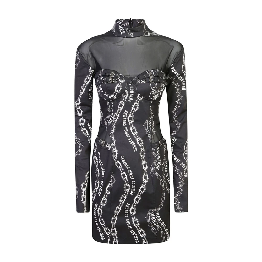 Versace Jeans Couture Zwarte Jurk Aw24 Dameskleding Black Dames