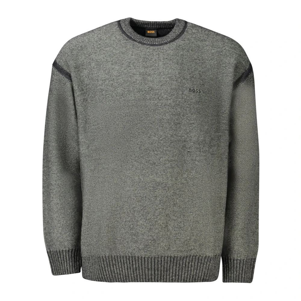Hugo Boss Grijze Trui met Lange Mouwen en Contrastdetails Gray Heren