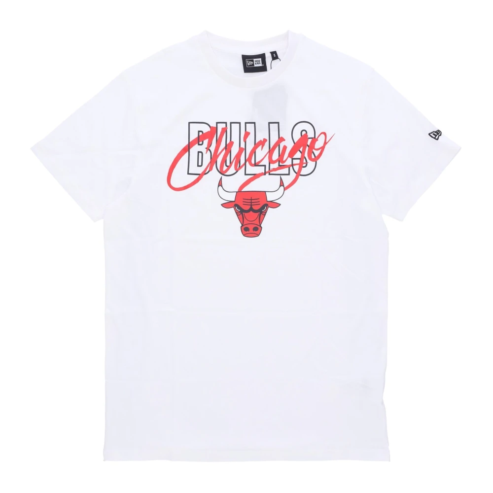 New era Chicago Bulls Script Tee Wit Rood White Heren