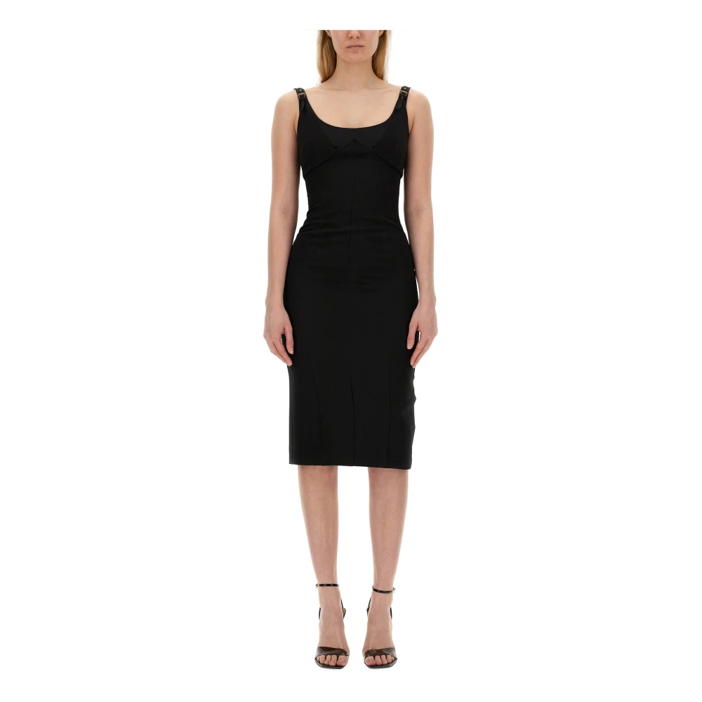 Versace Jeans Couture Women's Black Baroque Buckle Midi Dress - Midi Dresses - Xs - Dresses