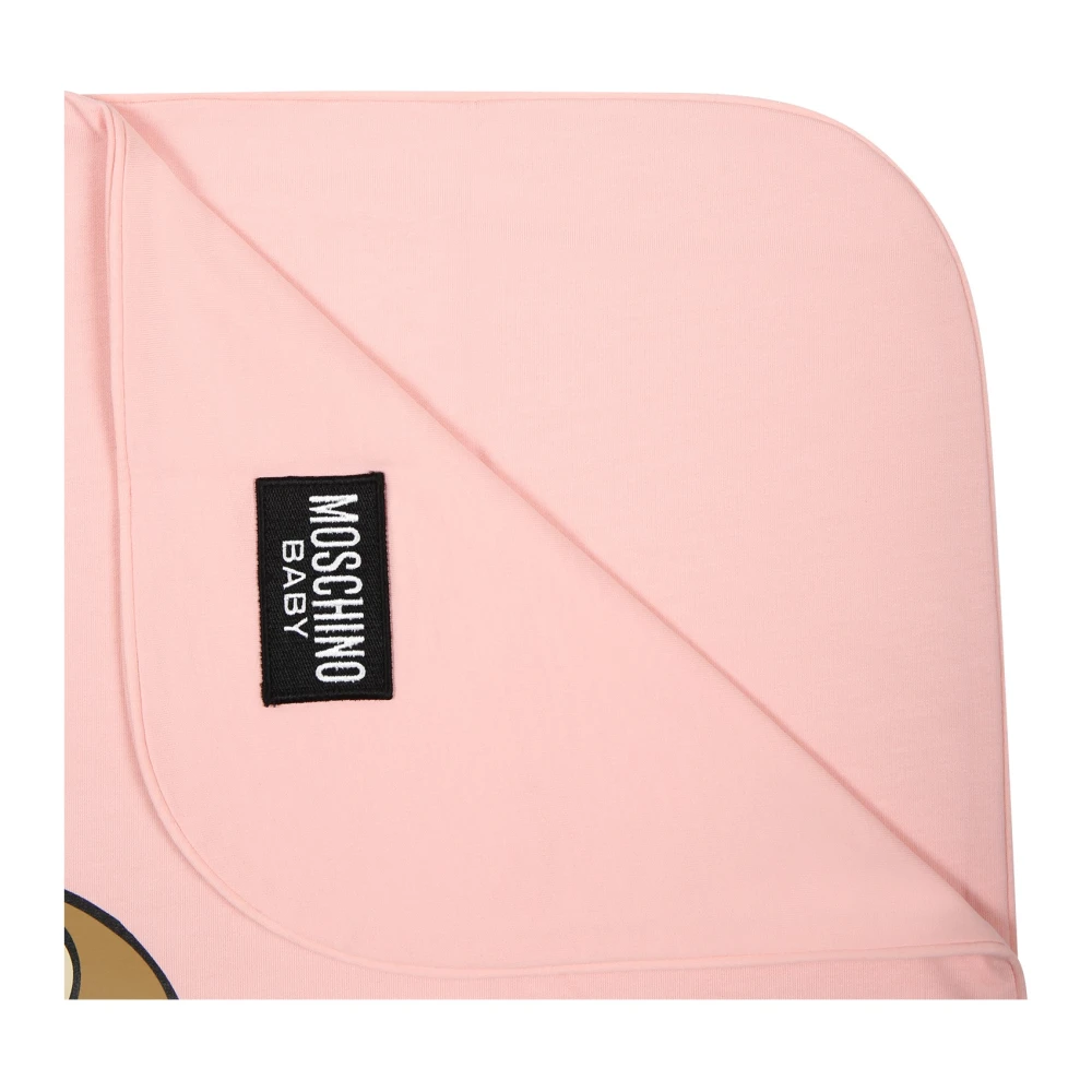 Moschino Roze Katoenen Teddybeer Logo Deken Pink Unisex