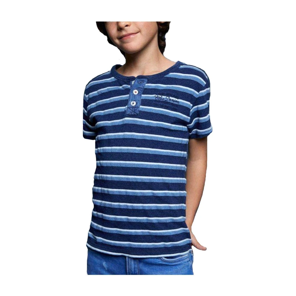 Pepe Jeans Boys Blue Kids Short Sleeve T-Shirts, 14 Y, Striped Crew Neck T-Shirt